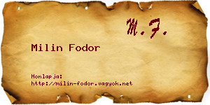 Milin Fodor névjegykártya